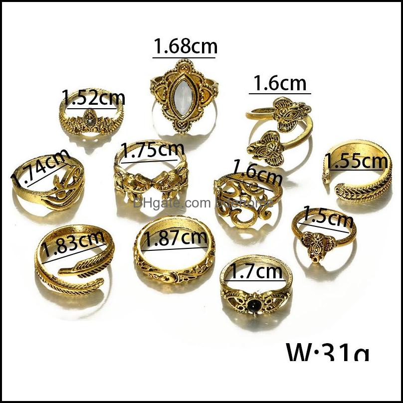 

Band Rings Pretty Vintage Knuckle Beautifly Elephant Crystal Wedding Ring Set Women Bohemian Midi Finger Punk Drop Delivery 20 Bdehome Dh2Hi