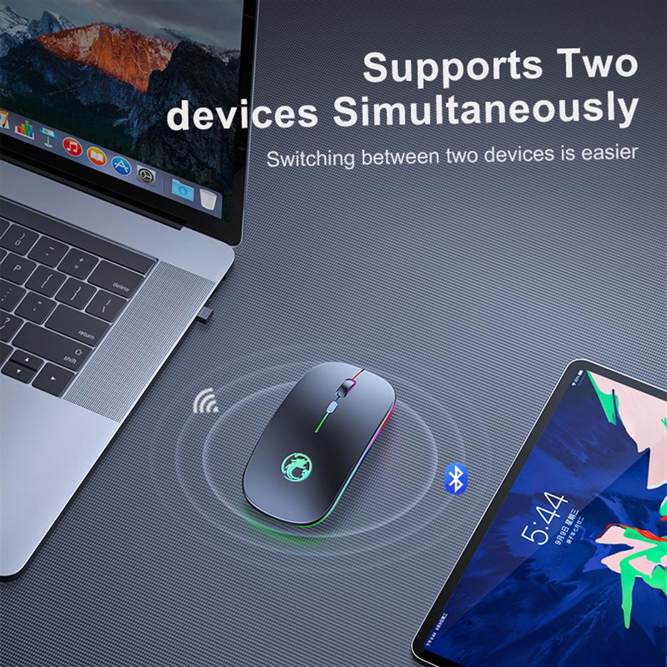 

Wireless Mouse Bluetooth RGB Rechargeable Mouse Wireless Computer Silent Mause LED Backlit Ergonomic Gaming Mouse For Laptop PC220214w