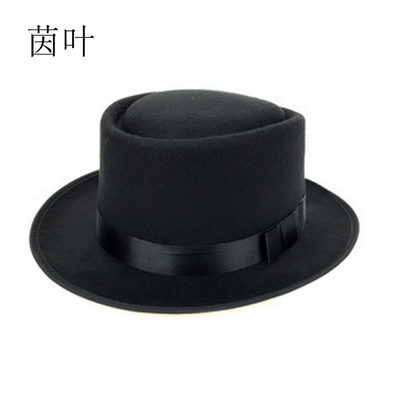 

Old White Hat Mens Woolen Billycock Deadly Poison Man European and American Sun Hat British Retro Flat Top Hat, Red
