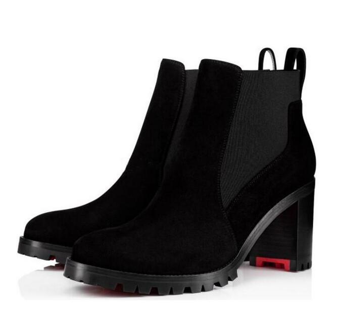 

2022 New Winter Capahutta Boot Spikes Women's Black Ankle Boots Lug-Sole Red Bottoms sole Boots High Heels Booty Round Toe Leather Lady Booties