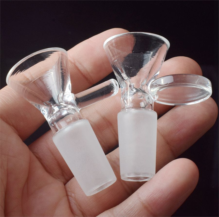 

Hookahs Glass Bowl Slide Thick Round Funnel 4style 14mm 18mm Male With Handle Tobacco Herb Dry Oil Burner Smoking Pipe Dab Rig Smoke Accessory