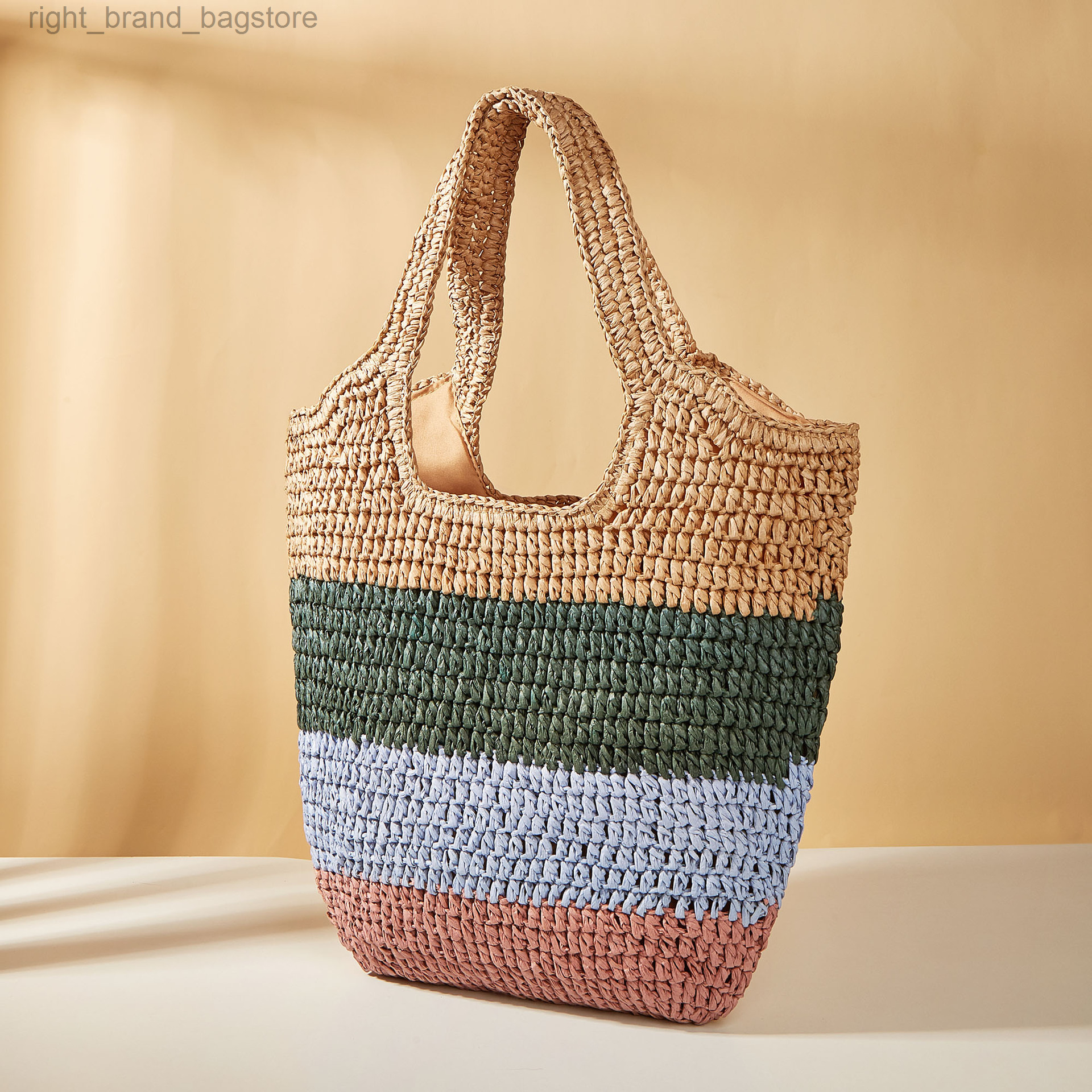

Straw Bag Paper Rope Rattan Beach Bag Summer Striped Woven Bags for Women Handbags Bohemian Shoulder Bags for Women 2022 Shopper W220813, Stripe