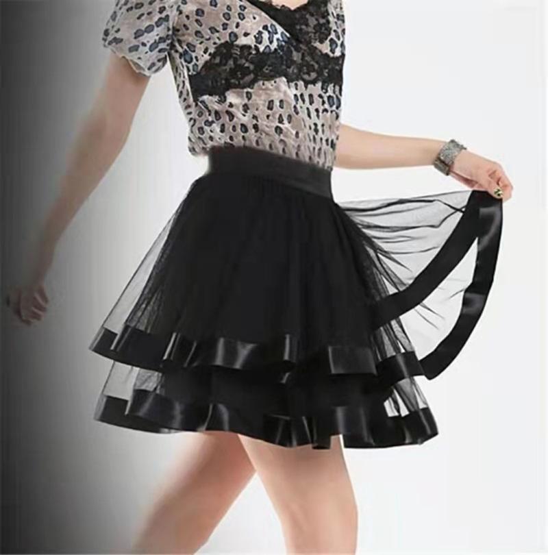 

Skirts White Black Sheer Tulle Skirt Elastic Waist Christmas Party Preety Cute Tutu Jupe Femme Saias High Quality Under 50 Brand DARGNESkirt