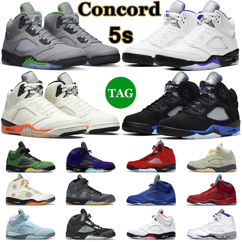 

5 5s Men Basketball Shoes Concord Racer Blue Green Bean Moonlight Raging Bull Red Jade Horizon Sali White Stealth Sail Mens Trainers Outdoor Sports Sneakers, 19