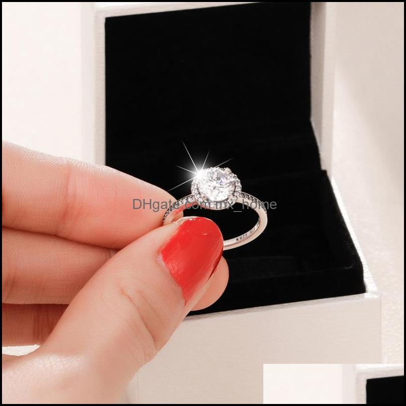 

Jewelry 925 Sier Cz Diamond Ring Pandora Wedding Ring For Girls Men And Women Engagement 1074 V2 Drop Delivery Mxhome Dhbgx, Ring with box