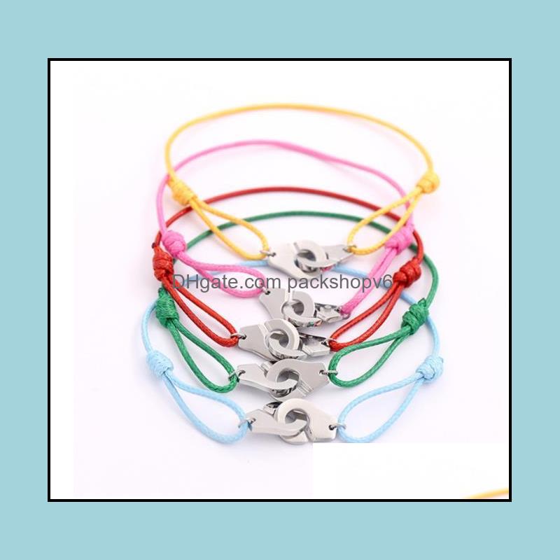 Couffe en gros - France Paris Jewelry 925 Sterling Sier menottes bracelet pour les femmes avec des menottes de suspension de corde Drop Packshopv