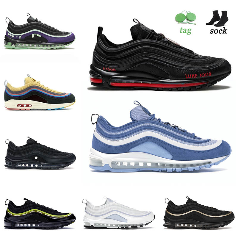 

2022 Top Quality Mens 97s Running Shoes Fashion Woven Silver Iridescent MSCHF x INRI Jesus Sean Wotherspoon First Use Womens Sneakers Trainers Size 36-45, C1 the future 36-40