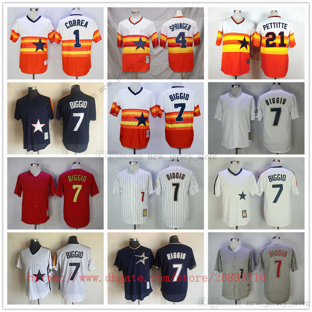 

Movie College MitchellNess Baseball Wears Jerseys 7 CraigBiggio 1 CarlosCorrea 4 GeorgeSpringer All Stitched Name Number Breathable Sport High Quality, As picture (with team logo)