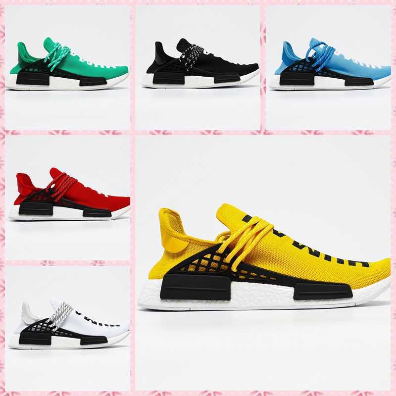 

wholesale Original Human Race BBC Designer Shoes Pharrell Williams Hu Solar Pack Oreo Multi Color NERD mens womens Golf run shoes size 36-47