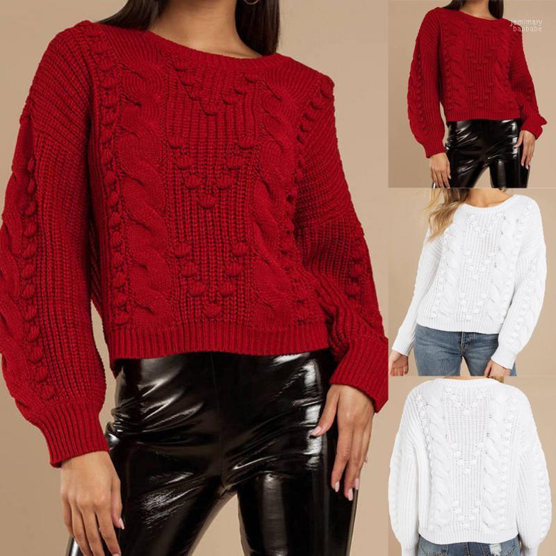 

Women' Sweaters Women Loose Pullover Office Lady Soild Knitted Long Sleeve O-Neck Solid Coat 2022 Female Sweater Blouses Pour Femmes Jemi22, Red