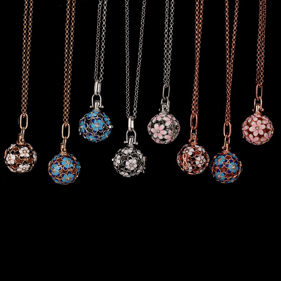 

Silver Rose Gold Flower Cage Pendant Necklace Big Ball Locket Pendant with Chain for Edison Pearl or Bead 9-12mm Love Wish Women J234H