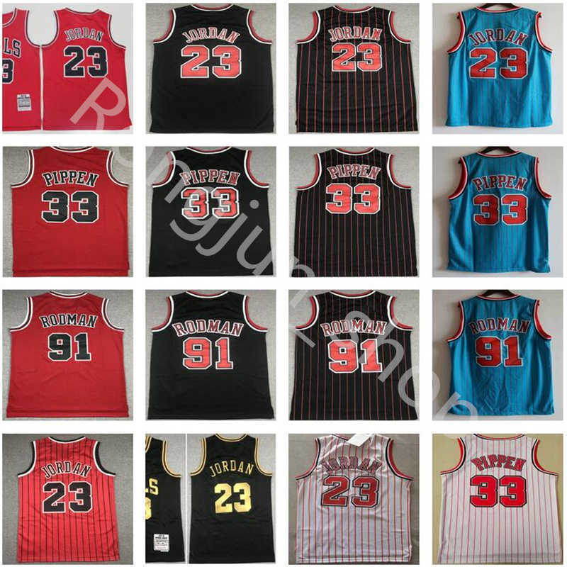 

Retro Mens Stitched 23 Michael Basketball Dennis Rodman 91 Scottie Pippen 33 Jersey Red Black White Vintage Top Quality''nba''Jersey