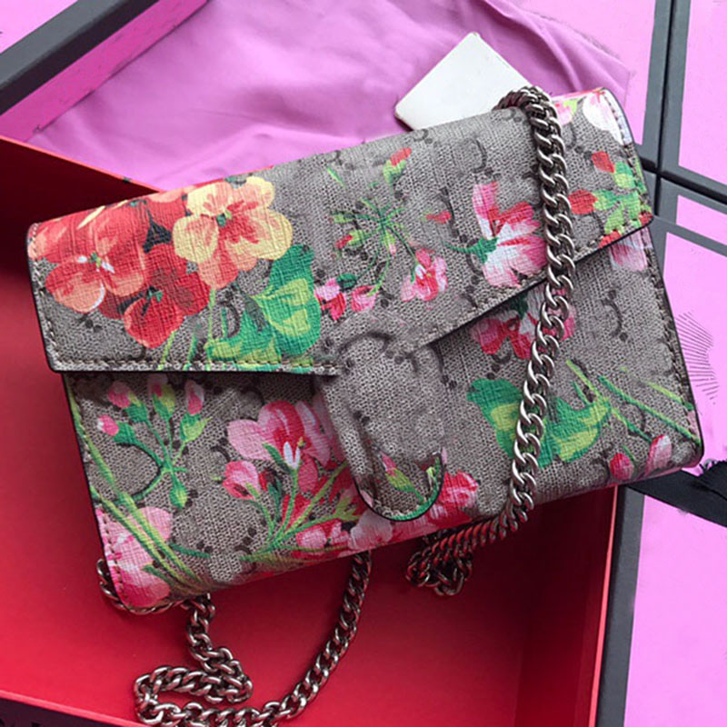 

Designe Women shoulder Bag flowers real leather famous handbag small wallet card bag brand ladies fresh Luxurys vintage purses Size 20cm high quality with box, Do not order separately