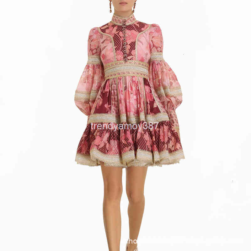 

heavy Casual Dresses Zim industry light luxury inlaid diamond flower mouth Lantern Sleeve hollowed out embroidery fluffy dress Nanyou, 2# packaging bag