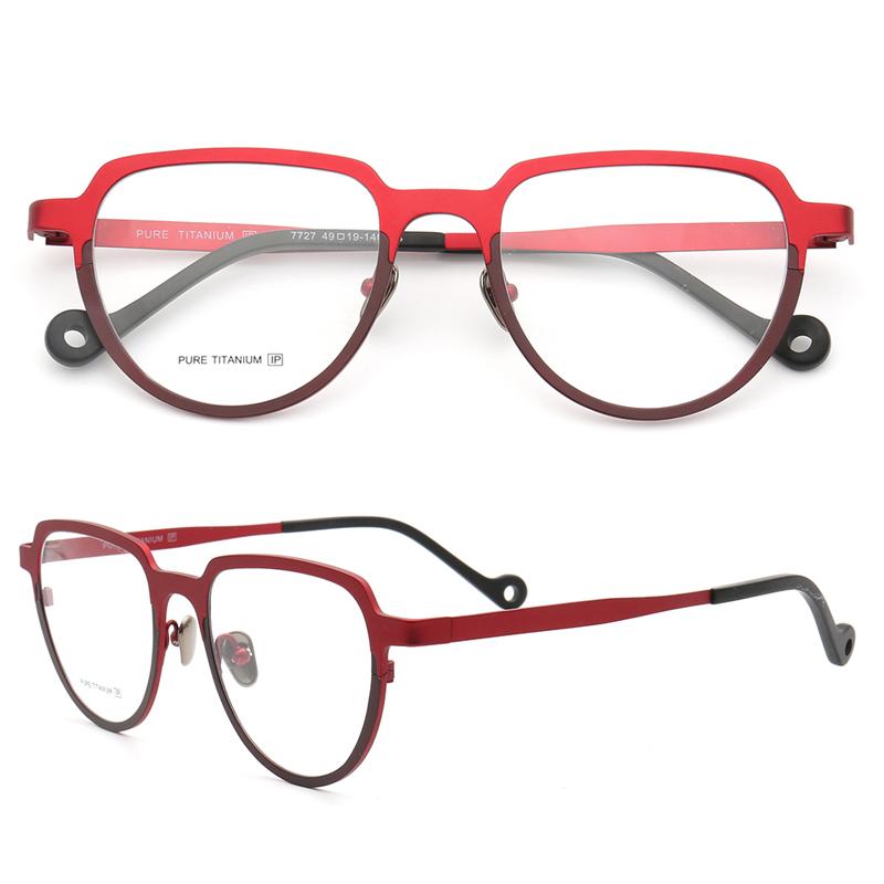 

Fashion Sunglasses Frames Vintage Women Round Eyeglass Frame Men Pure Titanium Eyeglasses Retro Rx Glasses Purple Red Optical Eyewear