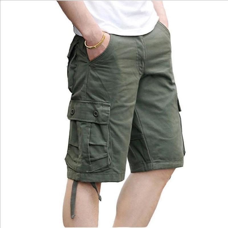 

Men's Shorts Knee Length Cargo Men's Summer Casual Cotton Multi Pockets Breeches Cropped Short Trousers Military Camouflage 44Men's, 001 military yellow