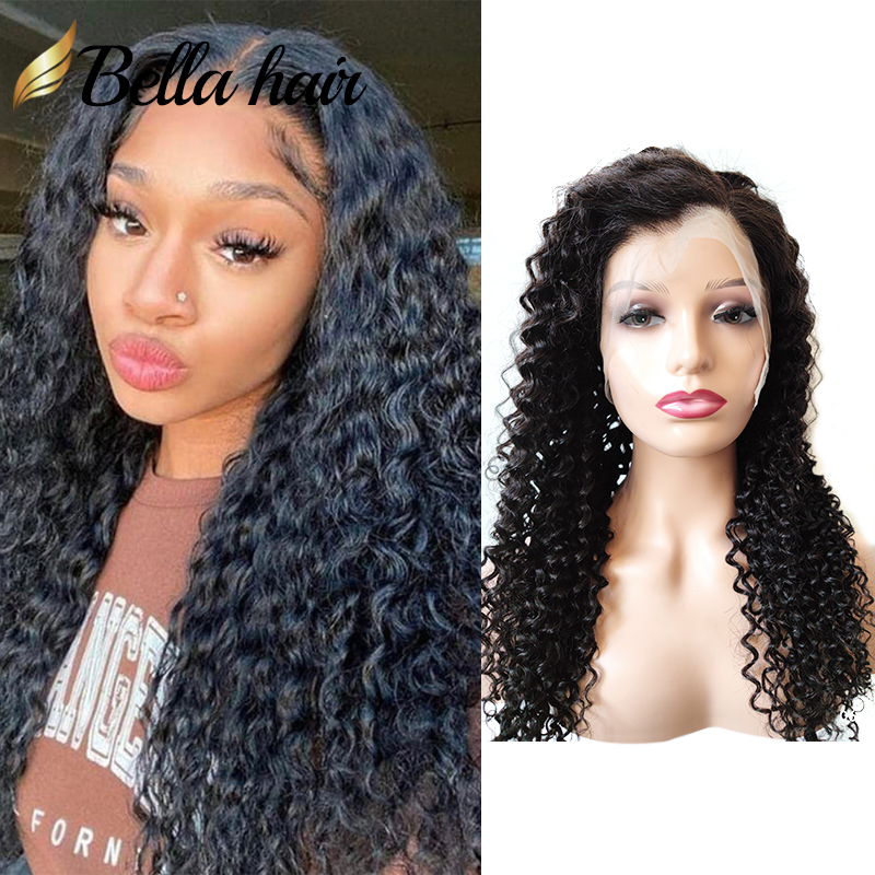 

sale deep curly wave full lace wigs preplucked human hair front wig with baby hair julienchina natural black color 130 150 180 density, Natural color