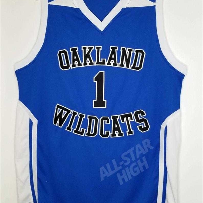 

Xflsp #1 Damian Lillard Throwback High School Basketball Jersey Oakland Wildcats Custom Retro Sports Embroidery Stitched Customize any name and, Blue