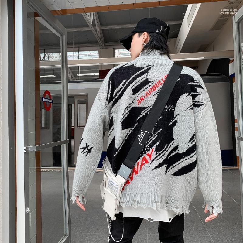 

Men's Turtleneck Loose Sweater 2022 Autumn Original High Street Hip Hop Personality Letter Pattern Pullover Top Sweaters Perf22, Black