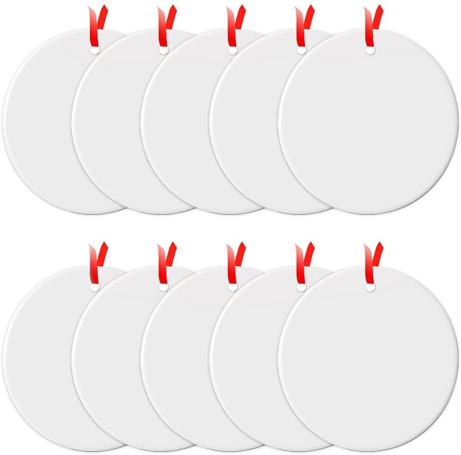 

Sublimation Blanks Ceramic Ornaments Round Christmas Tree Hanging Pendants For Xmas Party Decorations FY4353