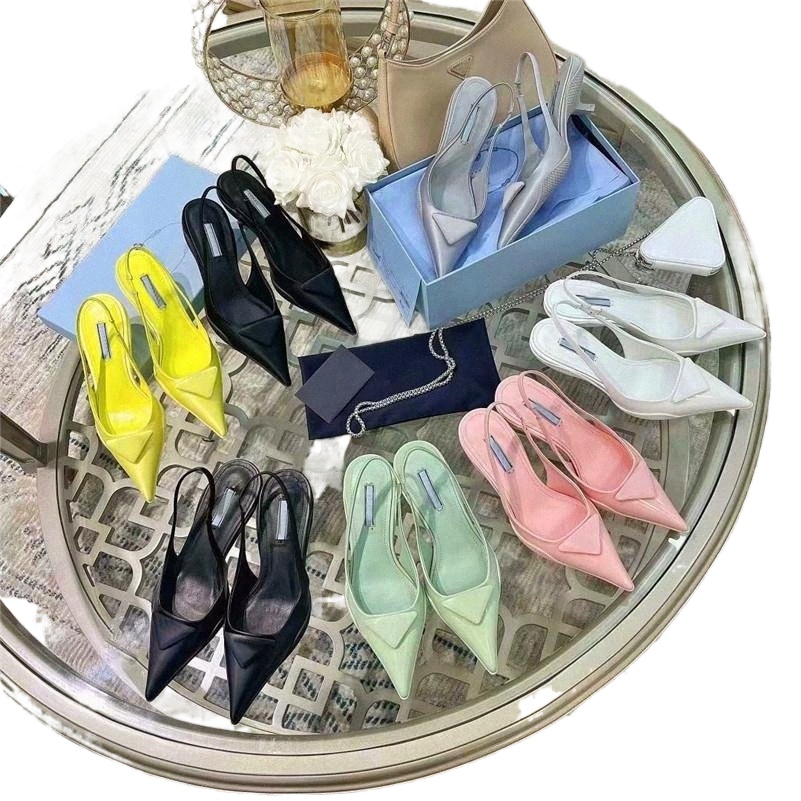 

Women Sandal Designer Slides Nylon Gabardine Brushed Leather Slingback Pumps Summer 2021 Screen-printed Flat Flip Flops Classic Shoes