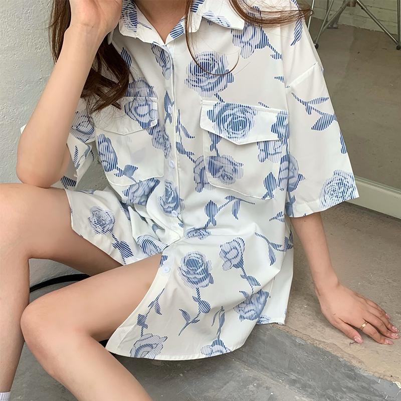 

Women' Blouses & Shirts Oversized Shirt Vintage Top Short Sleeve Women' Blouse Fashion Woman 2022 Korean Clothing Plus Size TopsWomen, Picture color