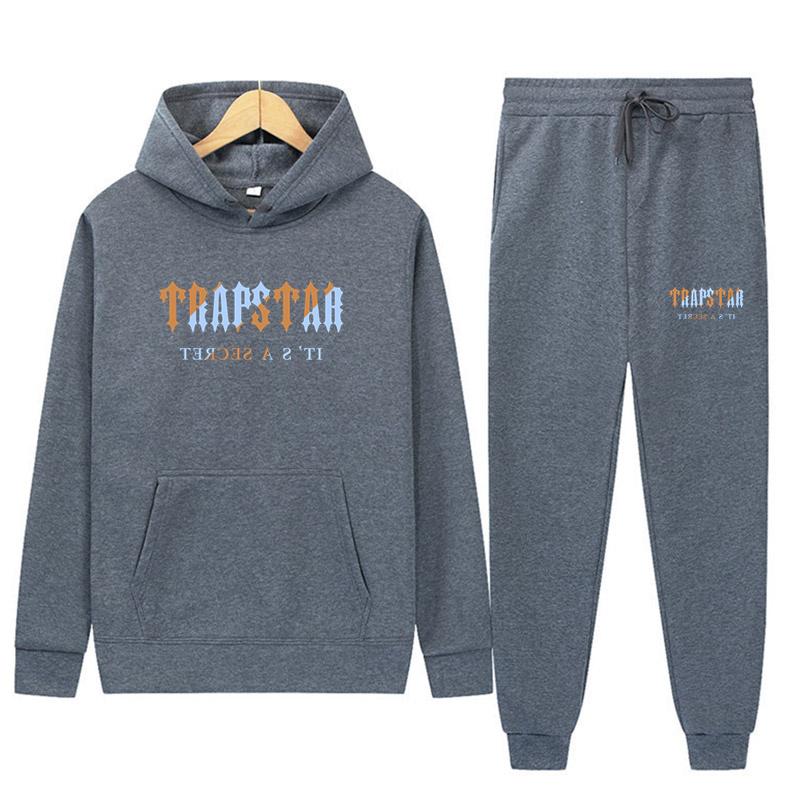 

Men's Hoodies & Sweatshirts Tracksuit Men/Women 16 Color Trapstar 2 Pieces Set Loose Fleece Sweatshirt Pants Suit Hoody Sportswear Couple Ou, Dark gray tra