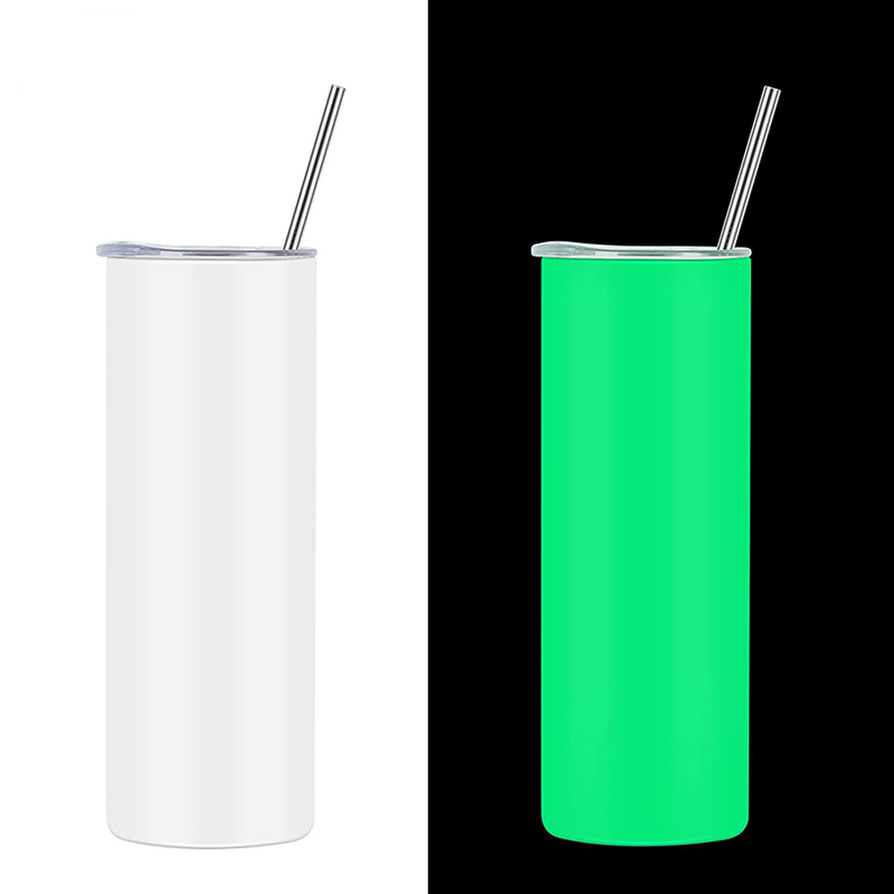 

20oz Straight White to Green Blue UV Glow in the Dark Luminous Shimmer Kids Sublimation Blank Mug Cup Tumbler With Straws sxjun8, Green light
