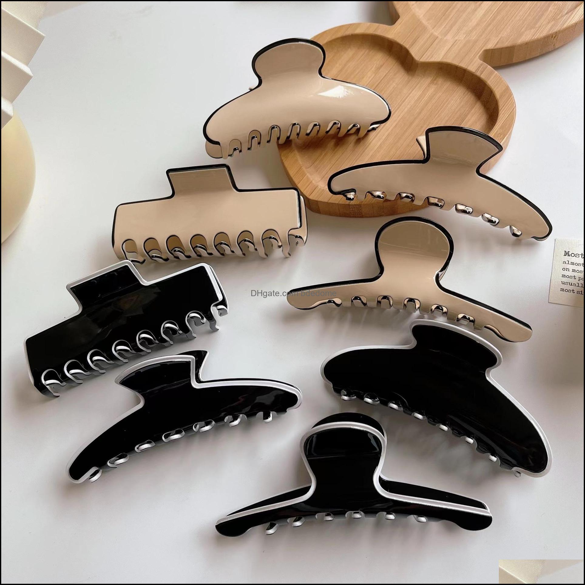 

Hair Clips Barrettes Jewelry New French Retro Large Solid Color Acetate Claw Clip High Quality Geometric Acce Dhhgt