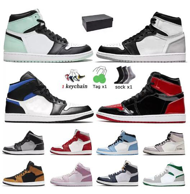 

2022 With Box Socks Jumpman 1 1s Mens High OG Basketball Shoes NRG Igloo Stage Haze Patent Bred Mid Racer Blue Shadow Red Light Bone UNC Women Sneakers Sports Zapatos, D20 a ma maniere 36-47