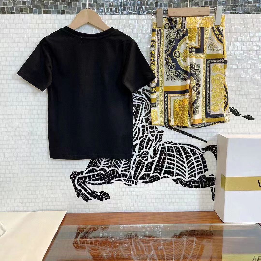 

new tops kids child designer clothe sets Character head portrait childrens kids short sleeve T-shirt print shorts set suit brand boys clothing cotton tees, Shipping pay