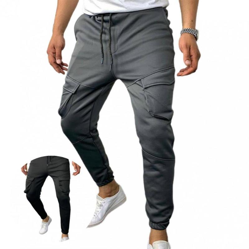 

Men's Pants Men Trousers Good Elastic Attractive Comfortable To Wear Drawstring Cargo Sport Trouser For Dating, Black
