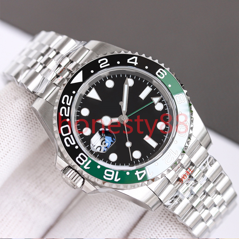 

Ceramic green black dial men's watch 40mm automatic mechanical Wristwatches waterproof luminous stainless steel strap ST9 folding buckle sapphire mirror gift hjd