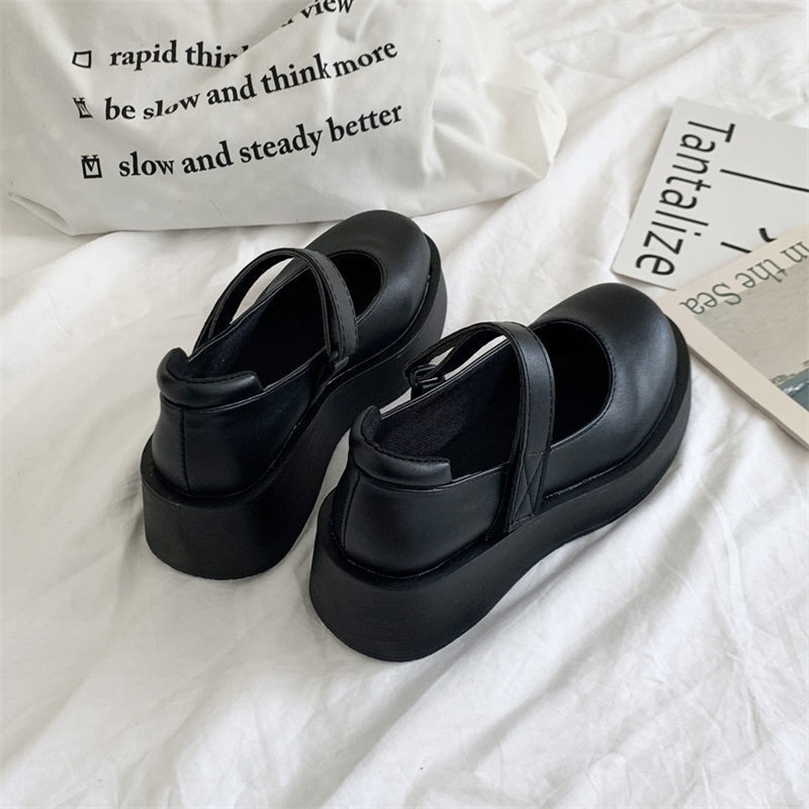 

Chunky Demonia Wedges Shoes Gothic Patent Leather Round Toe Platform Lolita Mary Jane Flats Women Classics Fashion Loafers 220616, Bright black