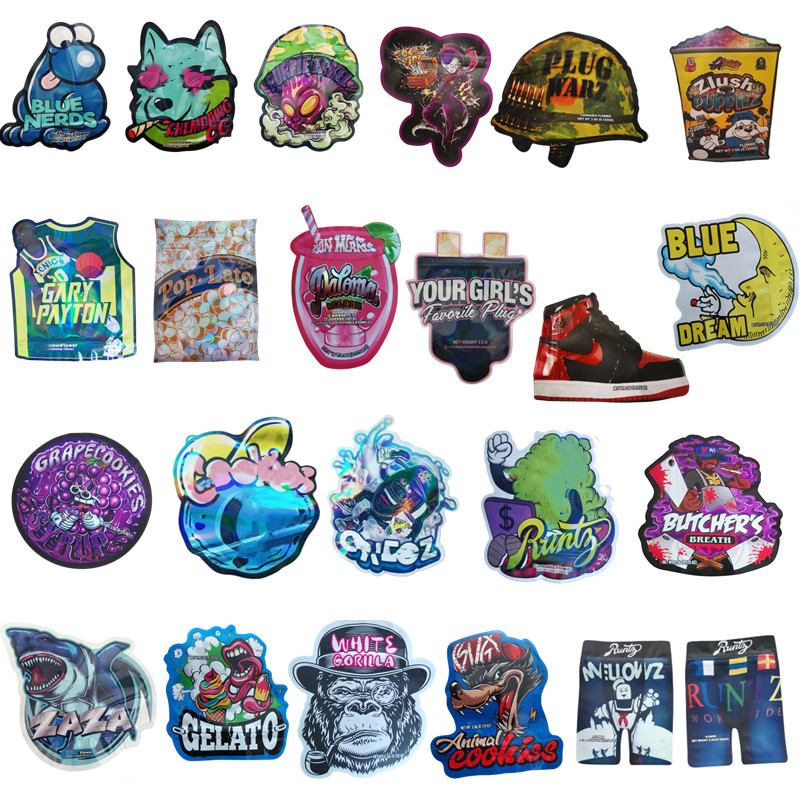 

2022 newest diecut out shape mylar bag 3.5 don merfos butchers gelato runtz round trufflez plug warz gary payton zaza resealable edible package 2022 custom