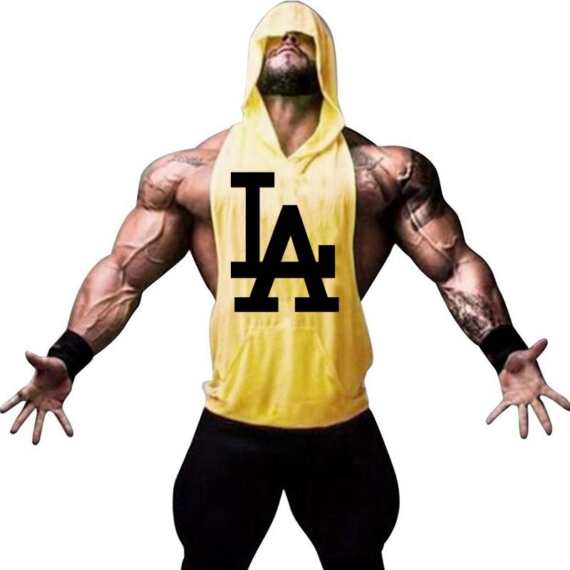

Men's Tank Tops Summer Brand Clothing Bodybuilding Hooded Sleeveless Shirt Fitness Mens Top Muscle Vest Cotton Gym SportswearMen's