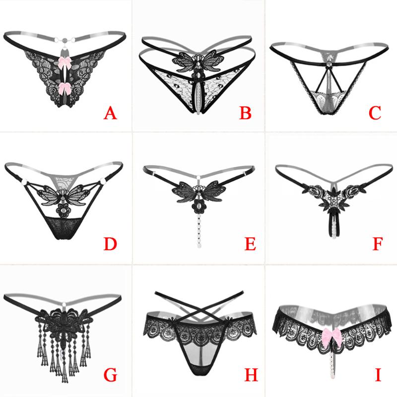 

Women's Panties Sexy Women Underwear Female Massage Pearl Lingerie G-stings Hollow Thong Young Girls Embroidery Lace T-back PantiesWomen's