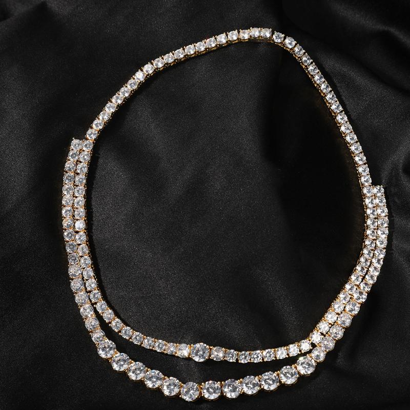 

Chains Sales 2 Layers Unique Design Bling Iced Out Brass Chain CZ Necklace Fashion Hip Hop Jewelry BN046Chains