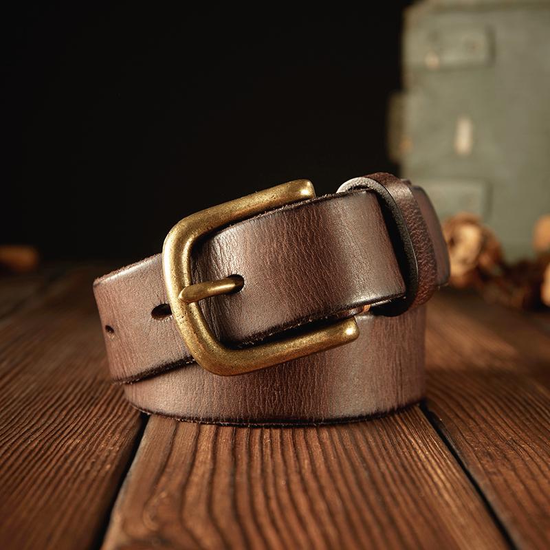 

Belts Mens Genuine Leather Full Grain Casual Jeans Brass Distressed Vintage Firm Handcrafted Everyday Dress BeltsBelts, Black