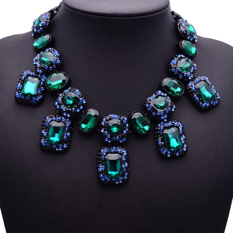 

Chokers Trendy Women Necklaces Pendants Link Chain Double Layers Big Crystal Choker Necklace High Quality Wedding Party Jewelry