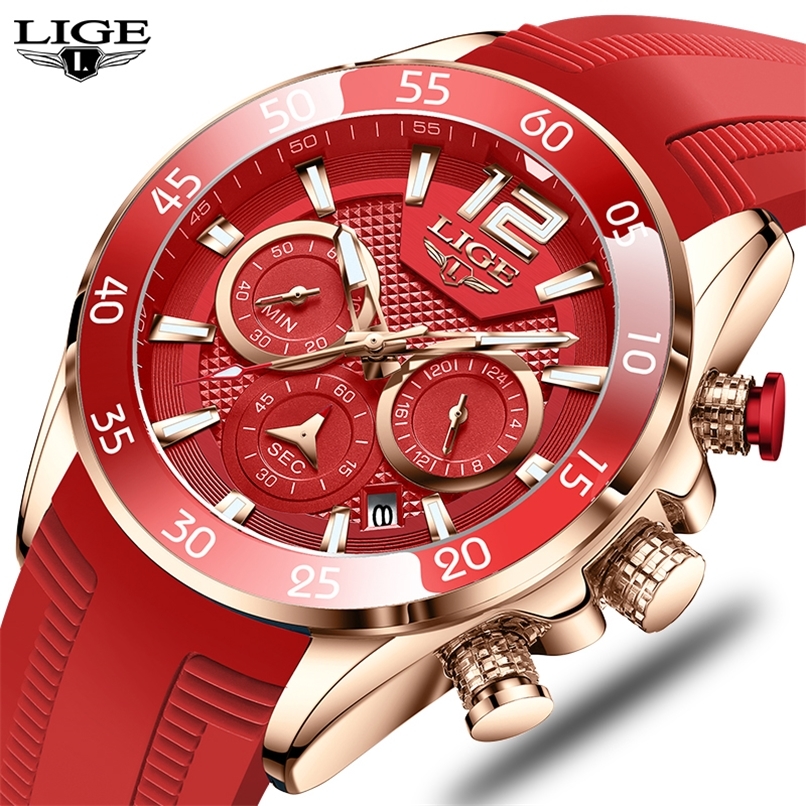 

LIGE Fashion Men Watches Sport Quartz Watch Man Brand Luxury Wristwatches Chronograph Waterproof Casual Clock Montre Homme 220407, Gold black