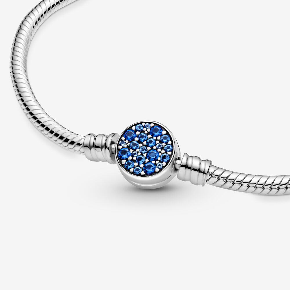 

S925 Silver Plated Classic Snake Chain Bracelets with Shining Blue Crystal DIY Jewelry Bracelet for Women