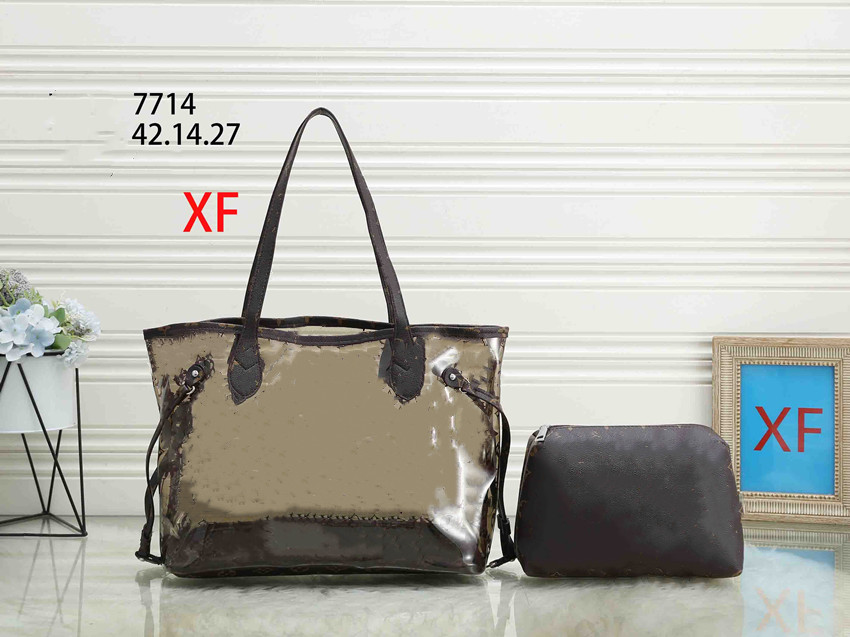 

TZ Ladies bags Summer Waterproof Beach Transparent Jelly Shoulder Bag Fashion Large Capacity Lightweight Handbag 2 Piece Set Child Mother Travel Bag Clutch purses, White