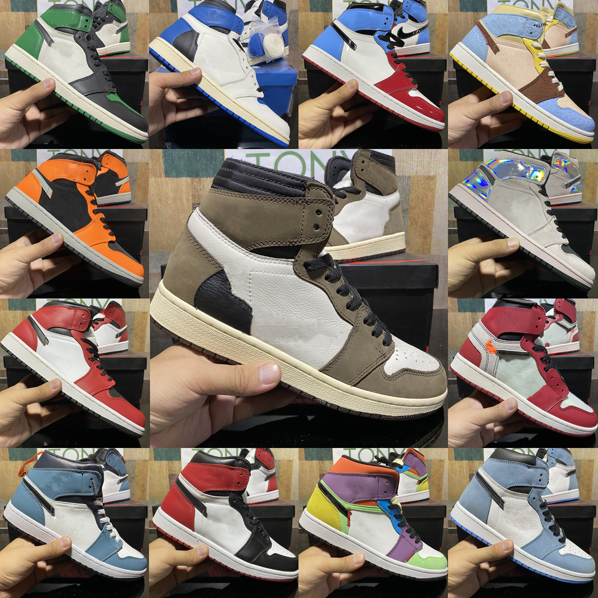 Newest Mens Royal Patent bred 1 Basketball shoes 1s University Blue High Dark Mocha Twist Light Smoke Grey Chicago UNC Bordeaux royal toe men wom