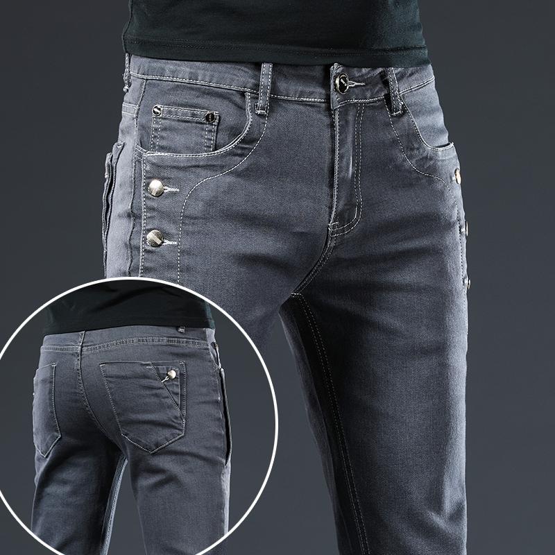

Men's Jeans Brand 2022 Arrivals Men Quality Casual Male Denim Pants Straight Slim Fit Dark Grey Men's Trousers YongMen's