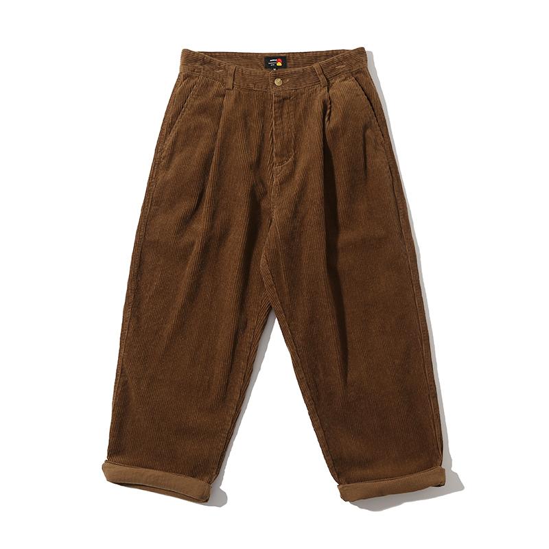 

Men's Pants Corduroy Wide-leg Men Japan Korean Street Fashion Loose Casual Vintage Thick Washed Trousers Man Harem Pant, Black