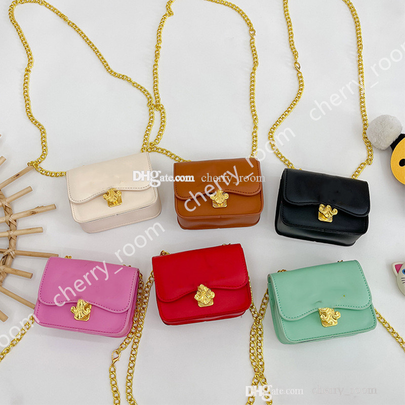 

designer girls Mini handbags luxury mini square bags sweet Girl Metal Buckle princess chain crossbody bag Accessories wallets F1336, Black