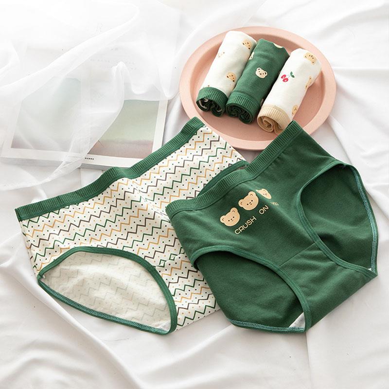

Cute Bears Print Panties For Women Cotton Sexy Lingerie Briefs Elastic Mid-rise Soft Breathable Lady Underpant Home Suit