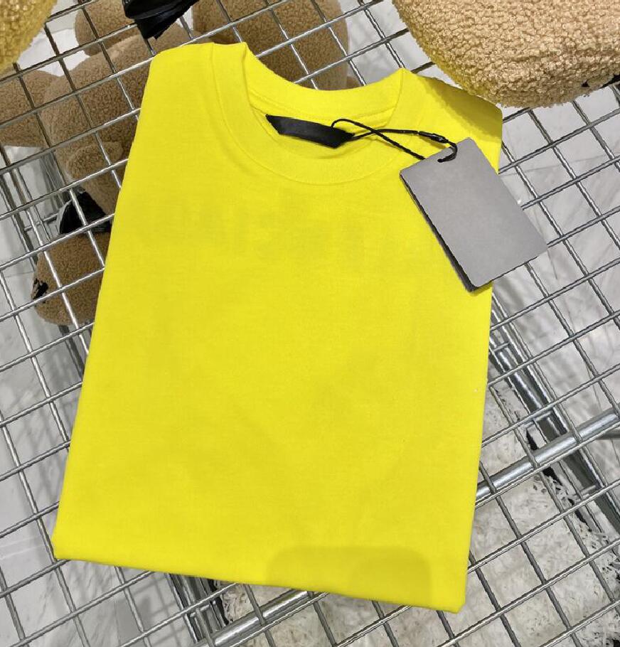 

2022ss Yellow kids Spring summer high-end t-shirts embroidery Letters Pattern t shirts boys and girls top tees children t-shirt loose size 100-140cm