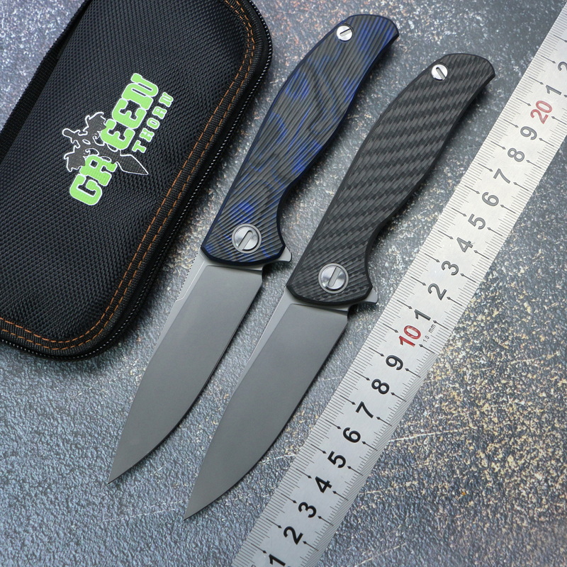 

Green thorn Hati K110# Blade Bearing Titanium CF 3D Handle 95 Flipper Folding Knife Outdoor Survival Camping Hunting Hiking Fruit EDC Tools